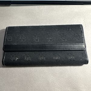 Vintage Dooney & Bourke Black DB Monogram Canvas and Leather Trifold Wallet